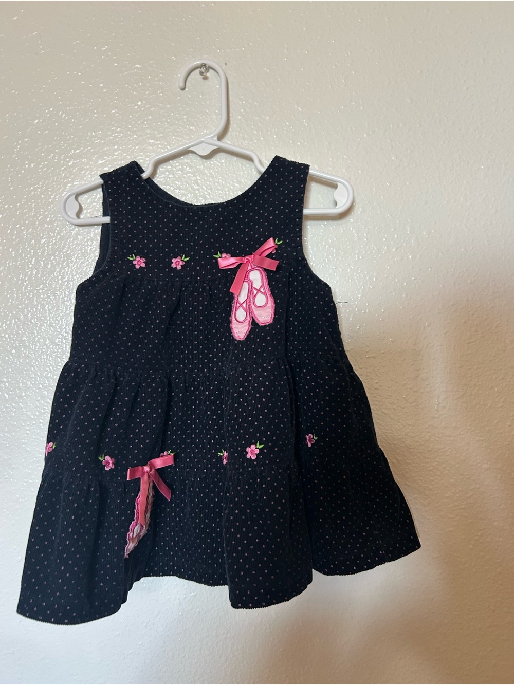 Rare, too! Navy Polka Dot Girls' Dress with Pink Ballerina Accents